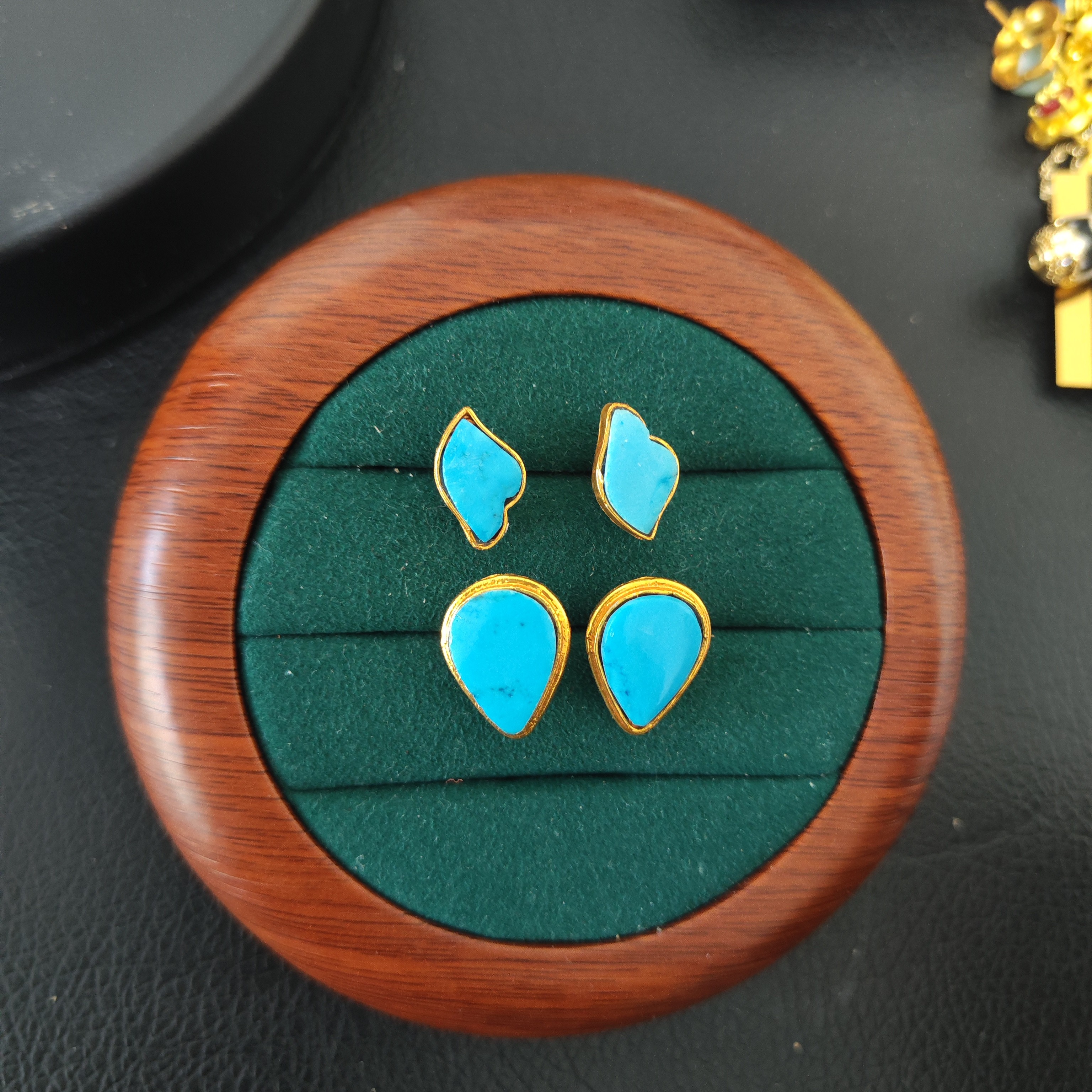 铜合金石英石耳饰 藏式新款耳钉尼泊尔工艺不掉色耳钉