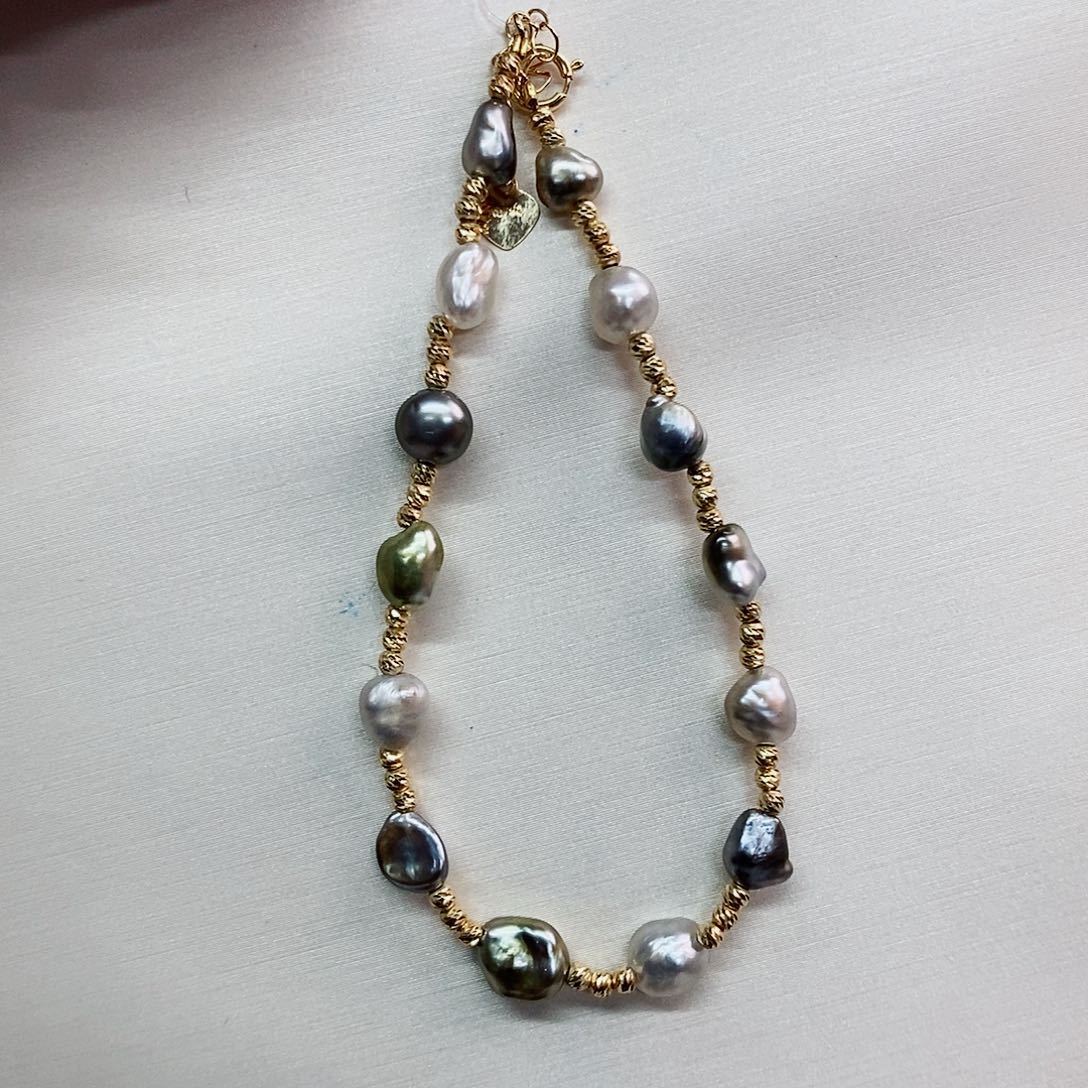 18K金镶嵌手串海水珍珠ke shi