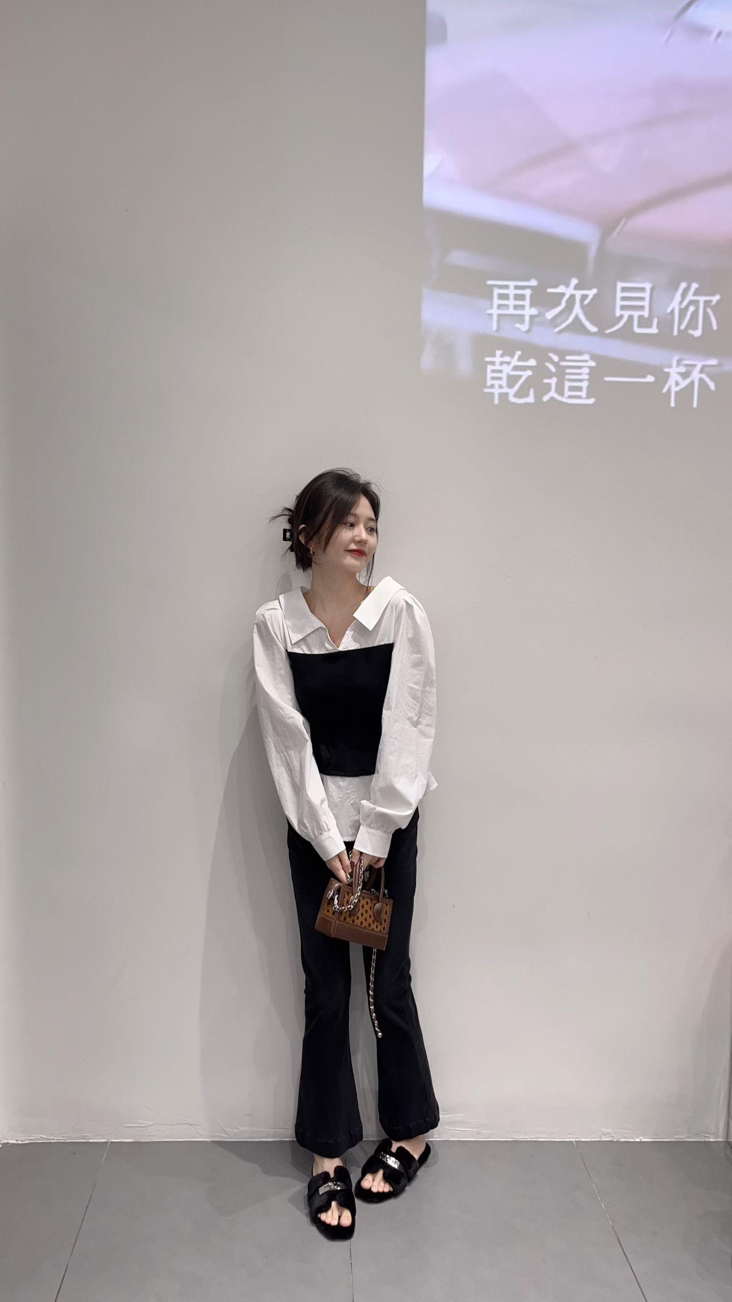 81675【NN】时尚气质假两件长袖衬衫+休闲长裤两件套B18