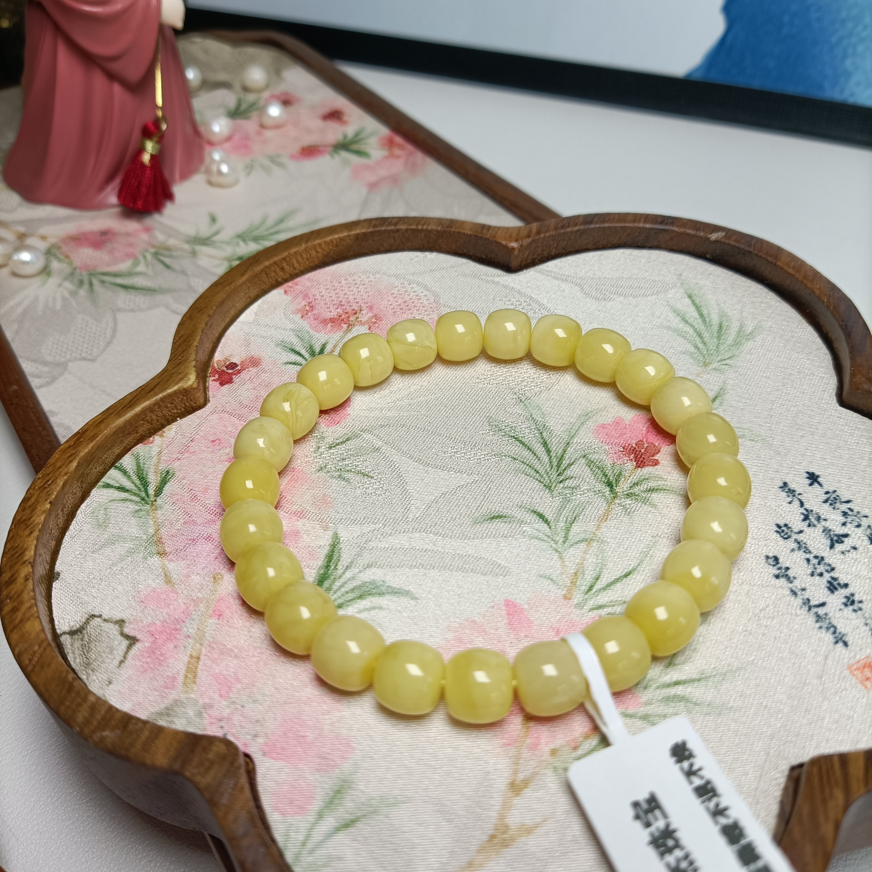 8..6*8.1精工高桩蜜蜡老型手串~俄料~原矿~浓蜡奶黄~极限孤~4084