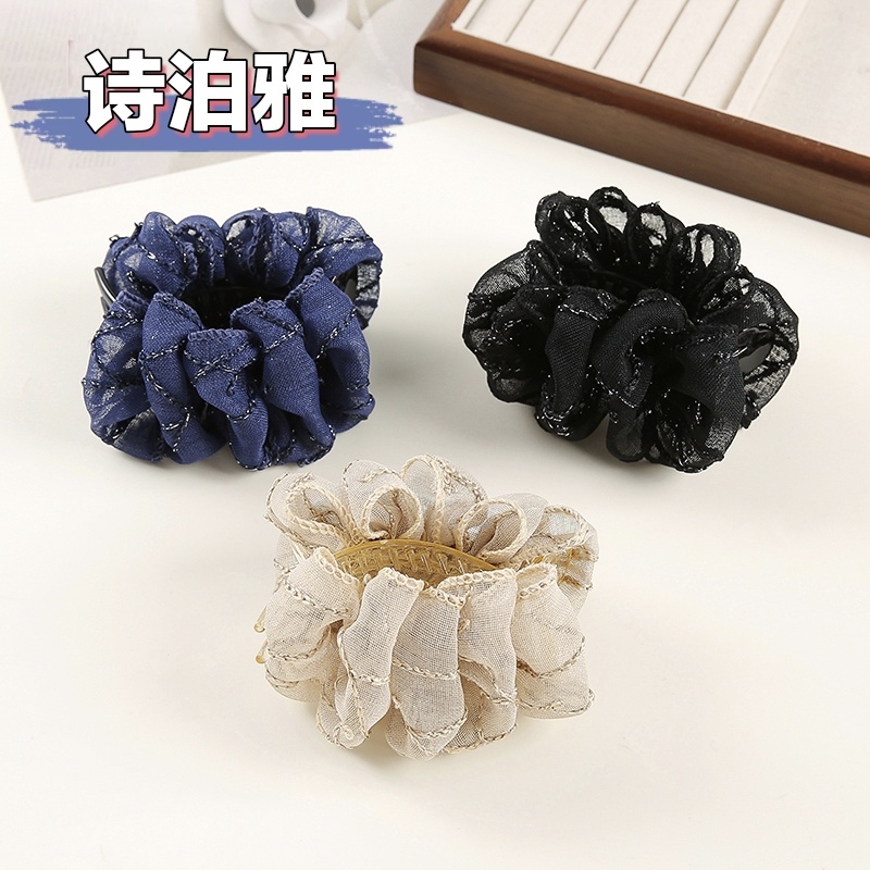 诗泊雅·轻奢褶皱网纱发夹丸子头