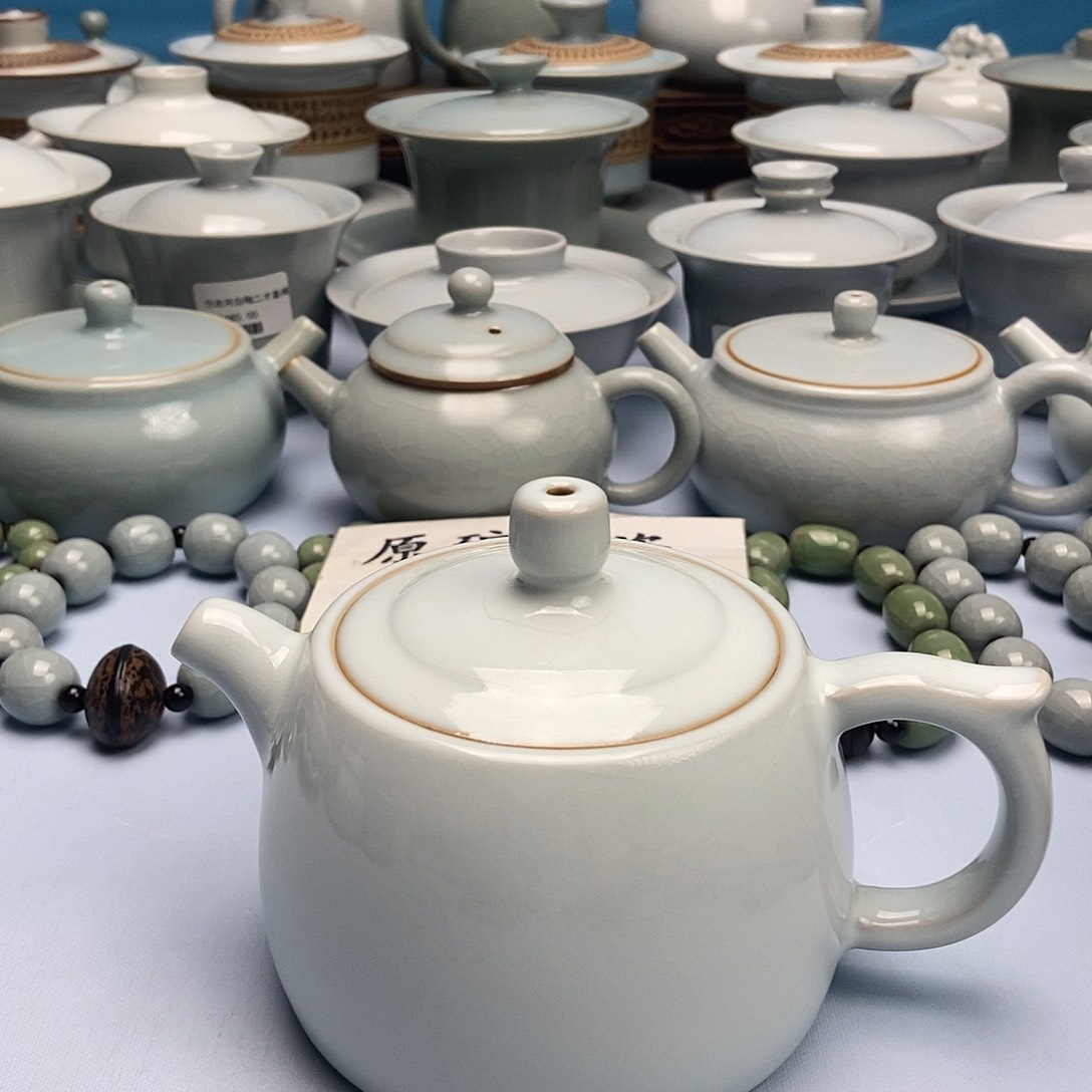 杯微瑕月白釉井栏壶原矿原釉原产地