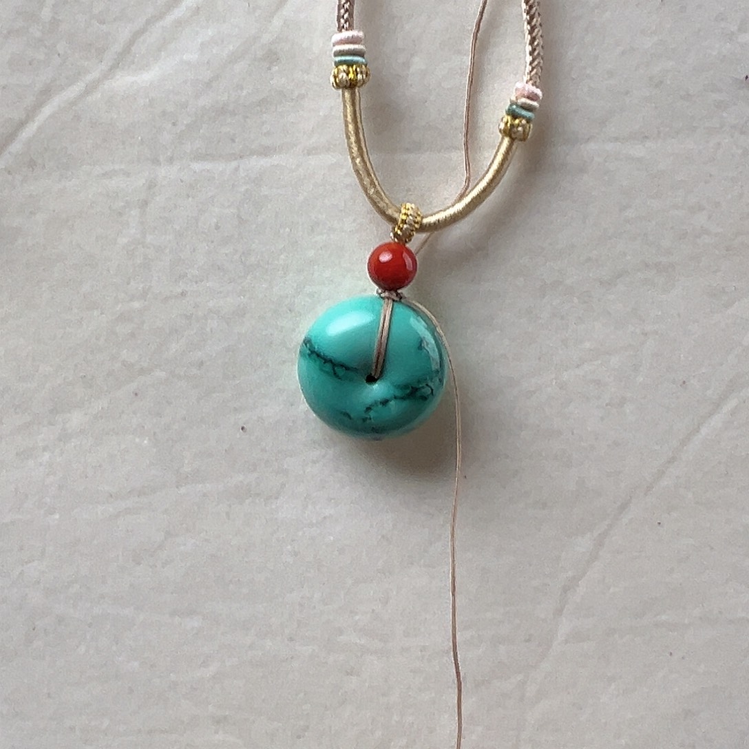 绿松石银S925镶嵌吊坠(赠链)