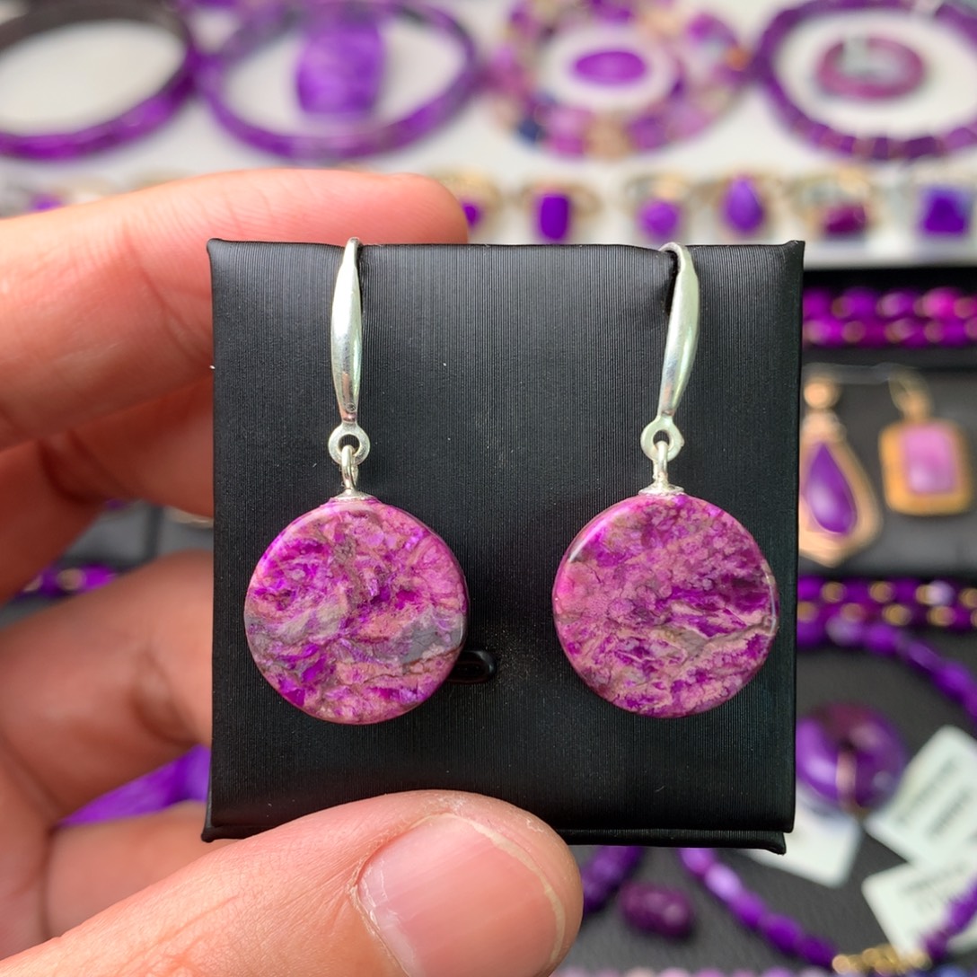 苏纪石（舒俱来）银S925镶嵌耳钩