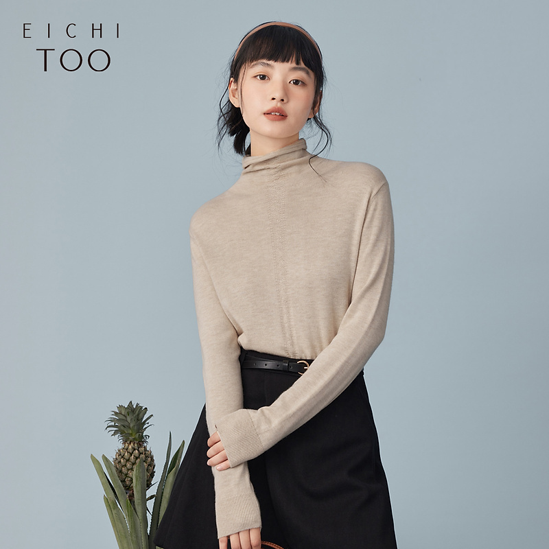 爱居兔冬远红外发热时尚半高领长袖针织衫打底衫ENZAJ4N016A