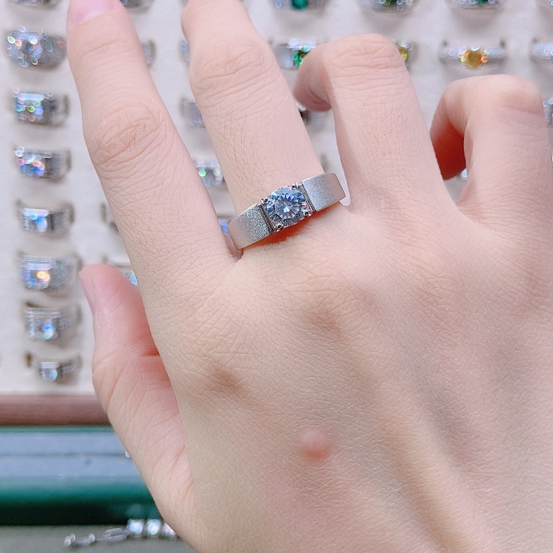 925银大理石窄版拉丝1克拉