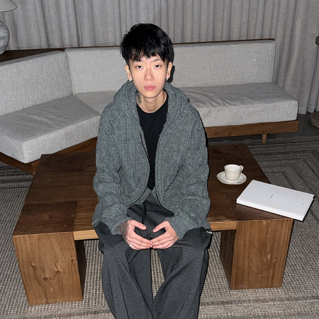 Hito STORE 拉链毛衣纯色连帽针织衫