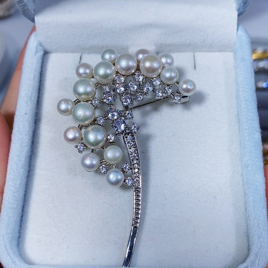 淡水珍珠特价极光珠宝公司正版胸针未镶嵌