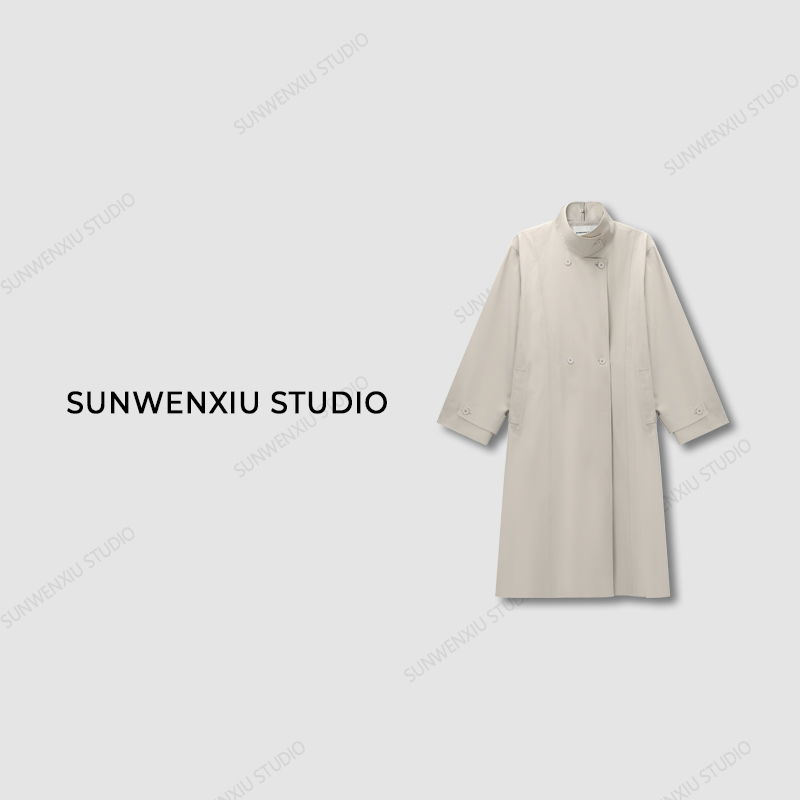 swx studio3店 “气场风衣”秋冬极简高级感立领长款风衣外套