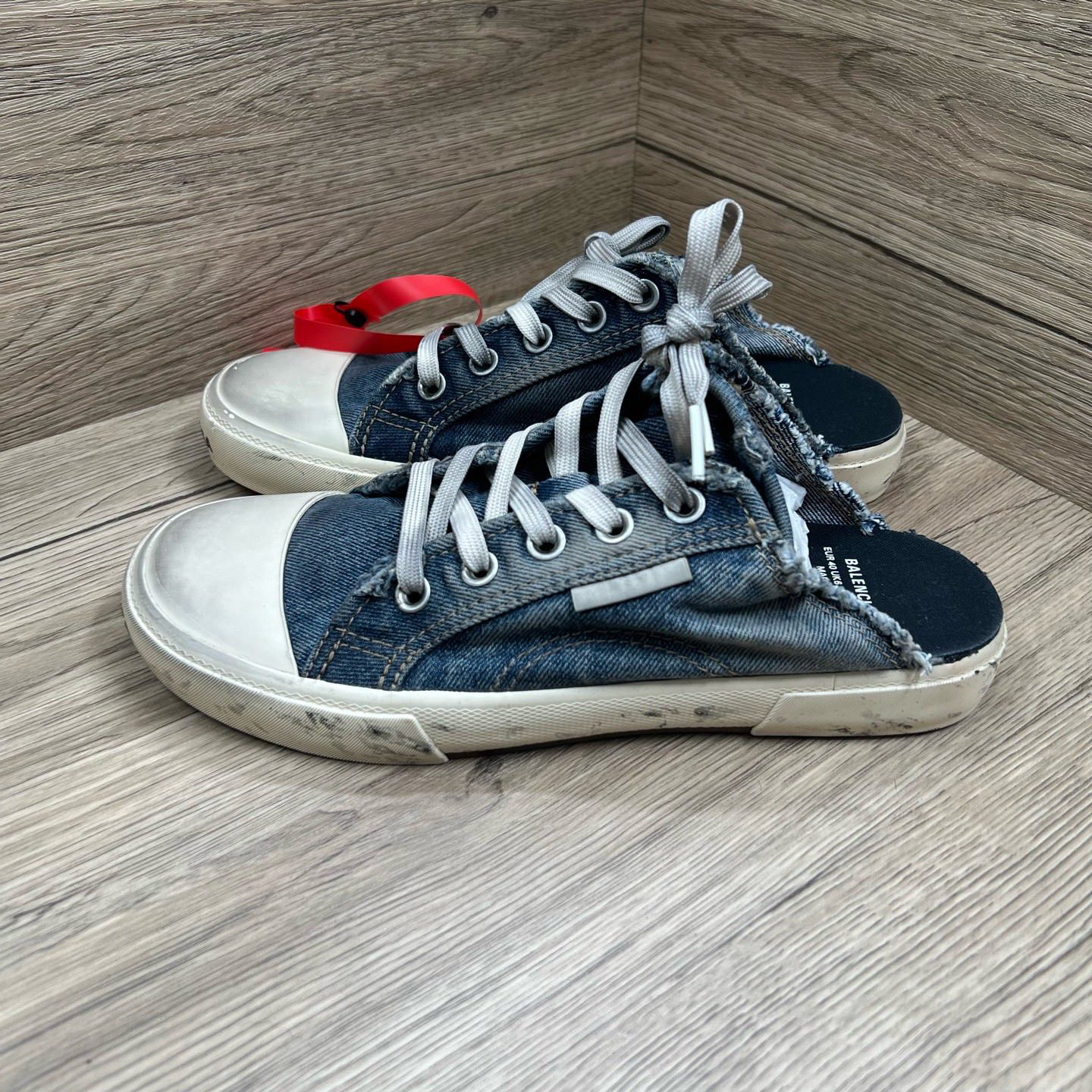 未使用 Balenciaga/巴黎世家 Paris 牛仔做旧穆勒半拖