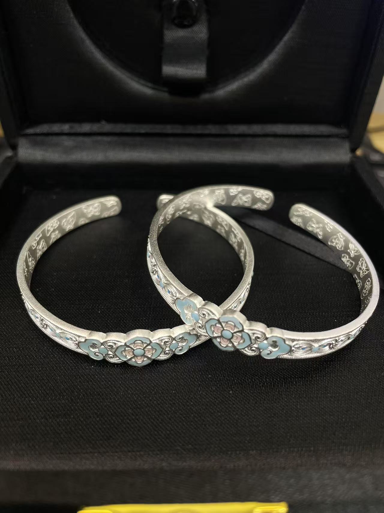 足银银制品 足银珐琅开口镯（多样性一件发货）