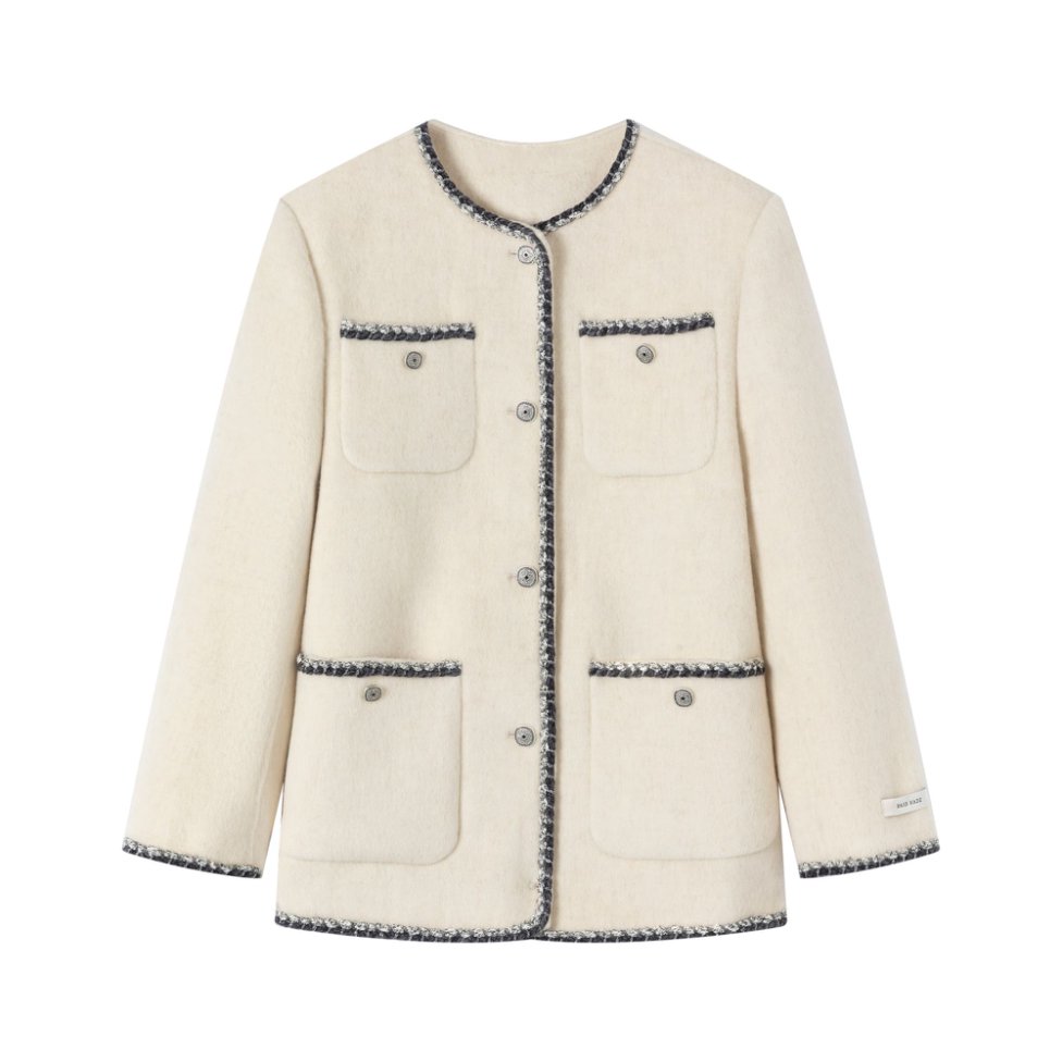 【冰糖露露子】羊毛小香风撞色外套女冬季千金风气质时尚毛呢大衣