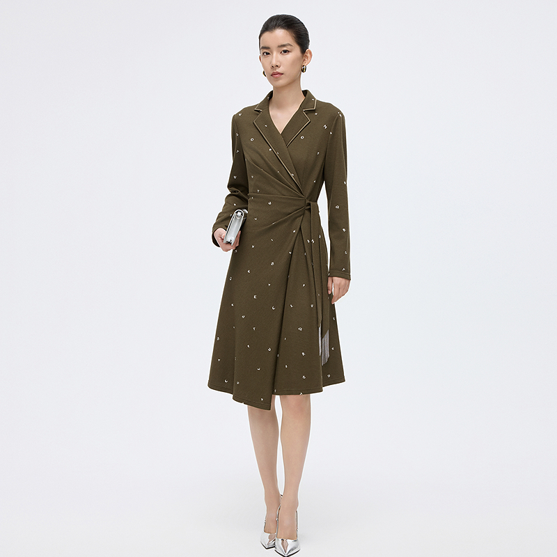 NEXY.CO/奈蔻连衣裙|法式|早秋新品|长袖雅典绿|走秀|XF06153E8
