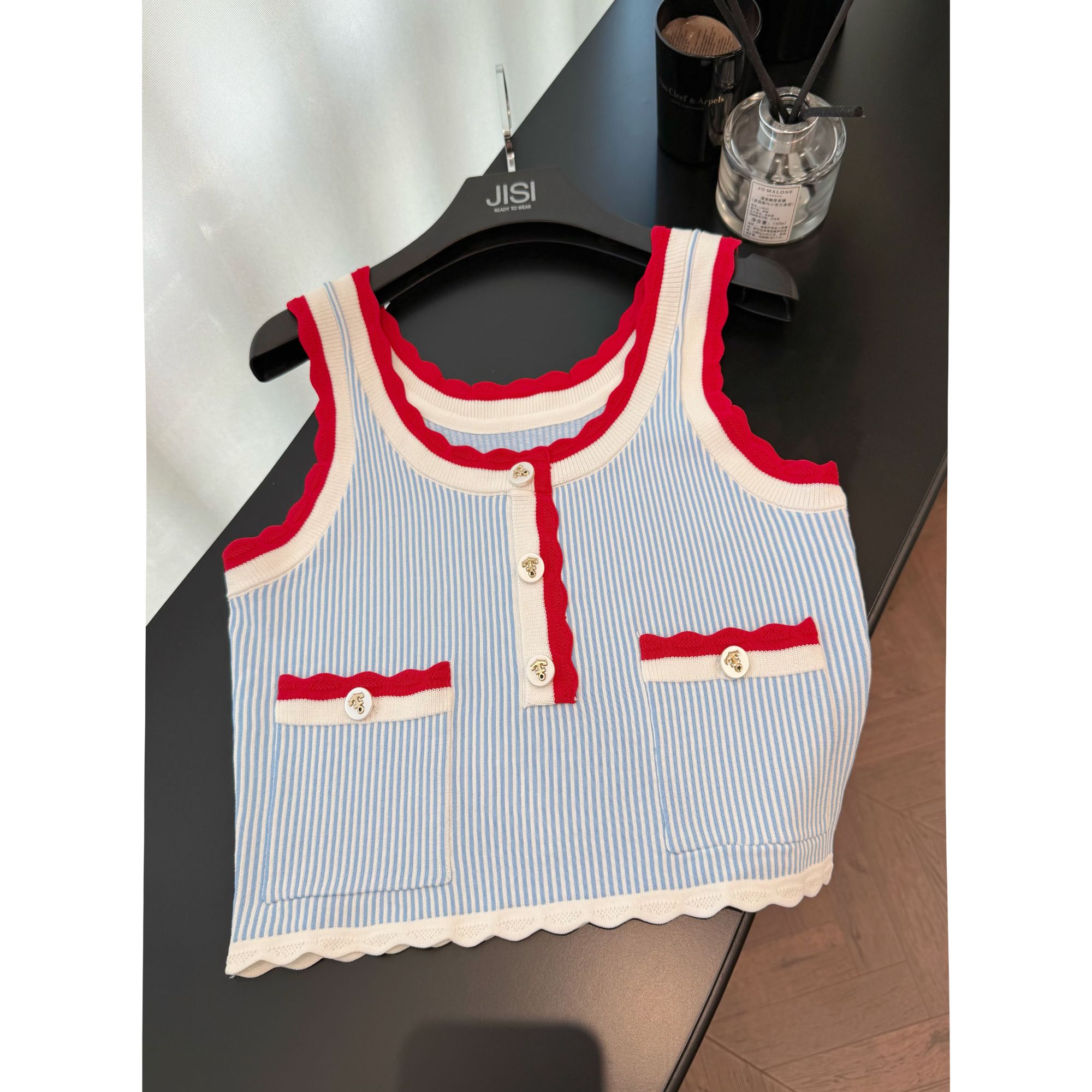 JISI S+撞色条纹针织背心-BX25309