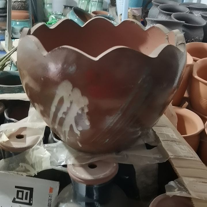 红陶小*白瑕疵一个盆子