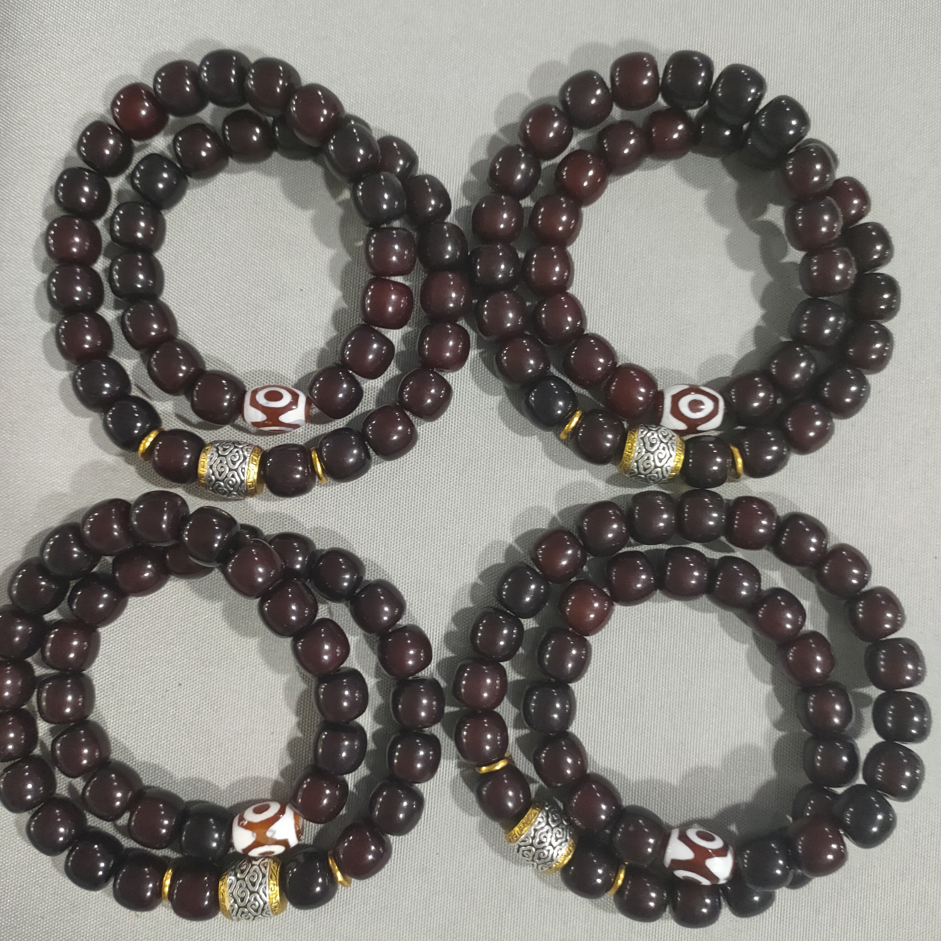 A544  溏心玉化老料菩提 卡1.1老型双圈手串(多样性发其一)