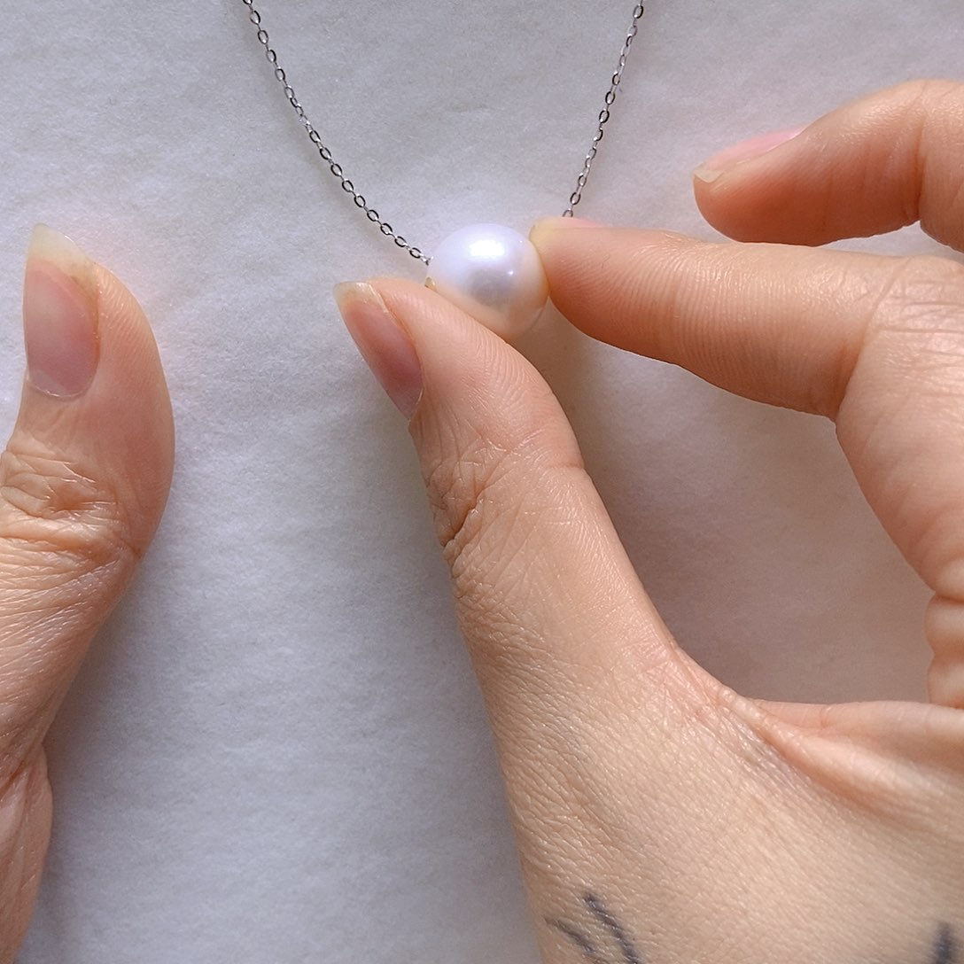 淡水珍珠吊坠(赠链)18K金镶嵌
