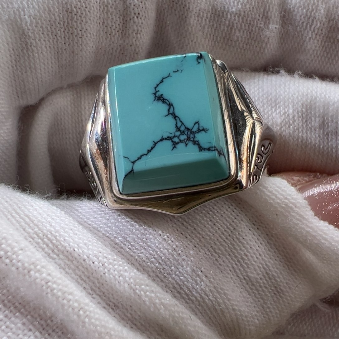 绿松石银S925镶嵌戒指
