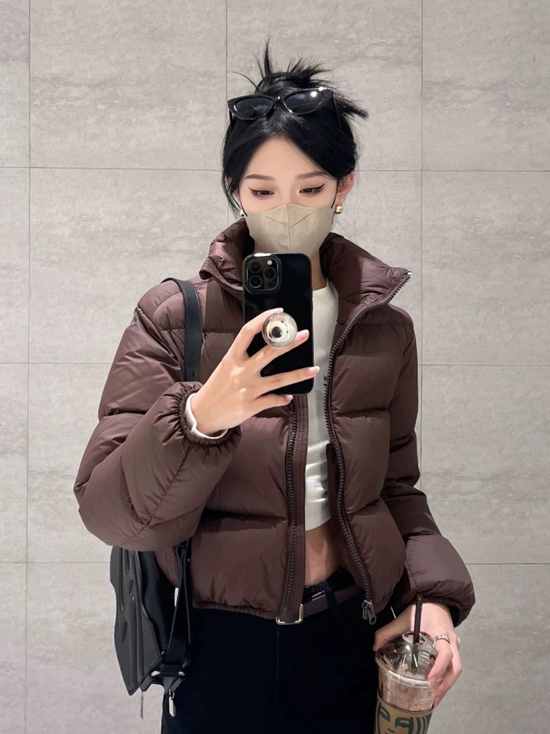 2025新款美式短款白鸭绒羽绒服女冬季肯豆风保暖加厚小个子面包服