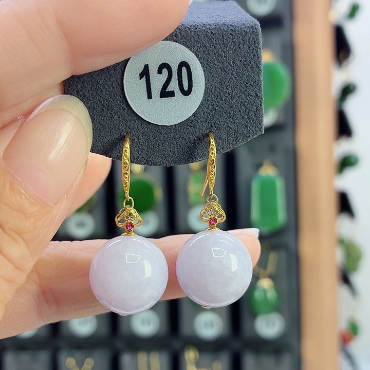 18K金镶嵌翡翠耳饰