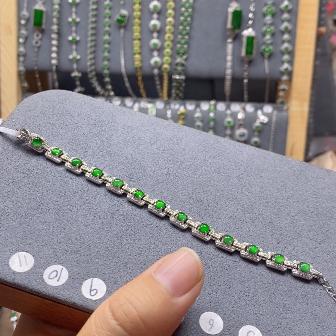 翡翠银S925镶嵌颈饰49翡翠手链