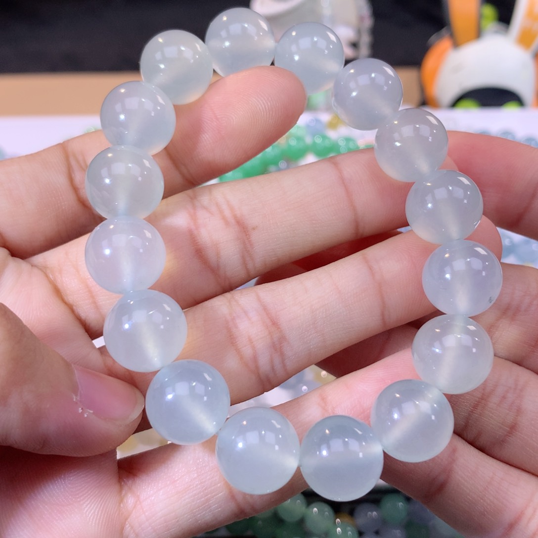 翡翠手链未镶嵌卡12.8m m