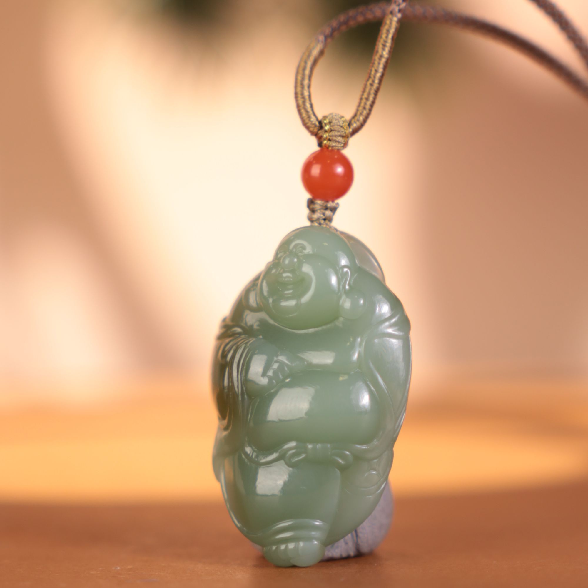 ZW4922二十世纪和田玉弥勒吊坠