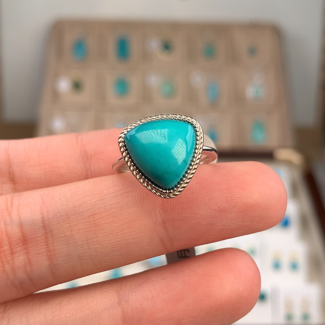 绿松石银S925镶嵌戒指