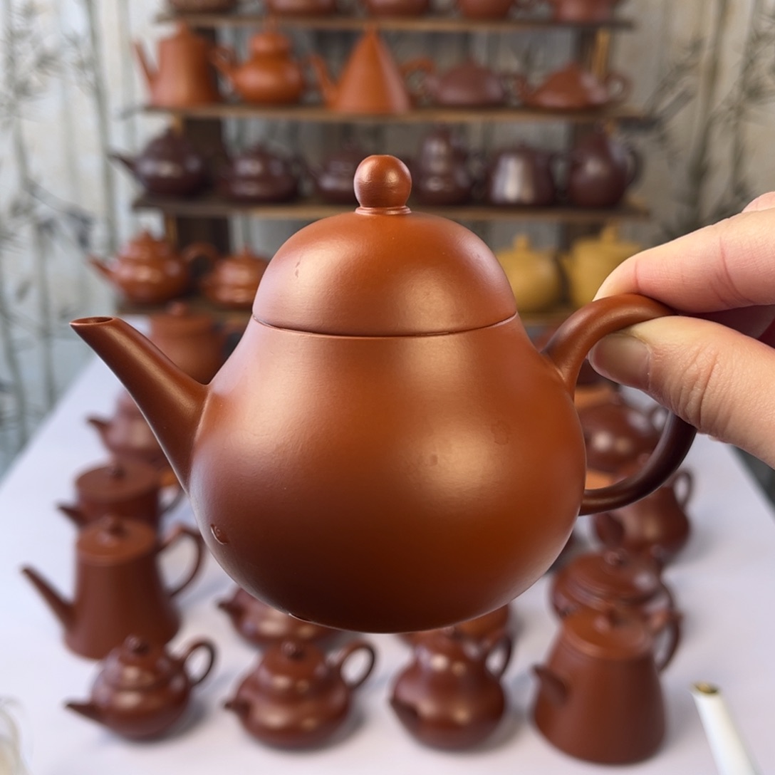 紫砂茶壶潮州原矿朱泥高梨壶140c