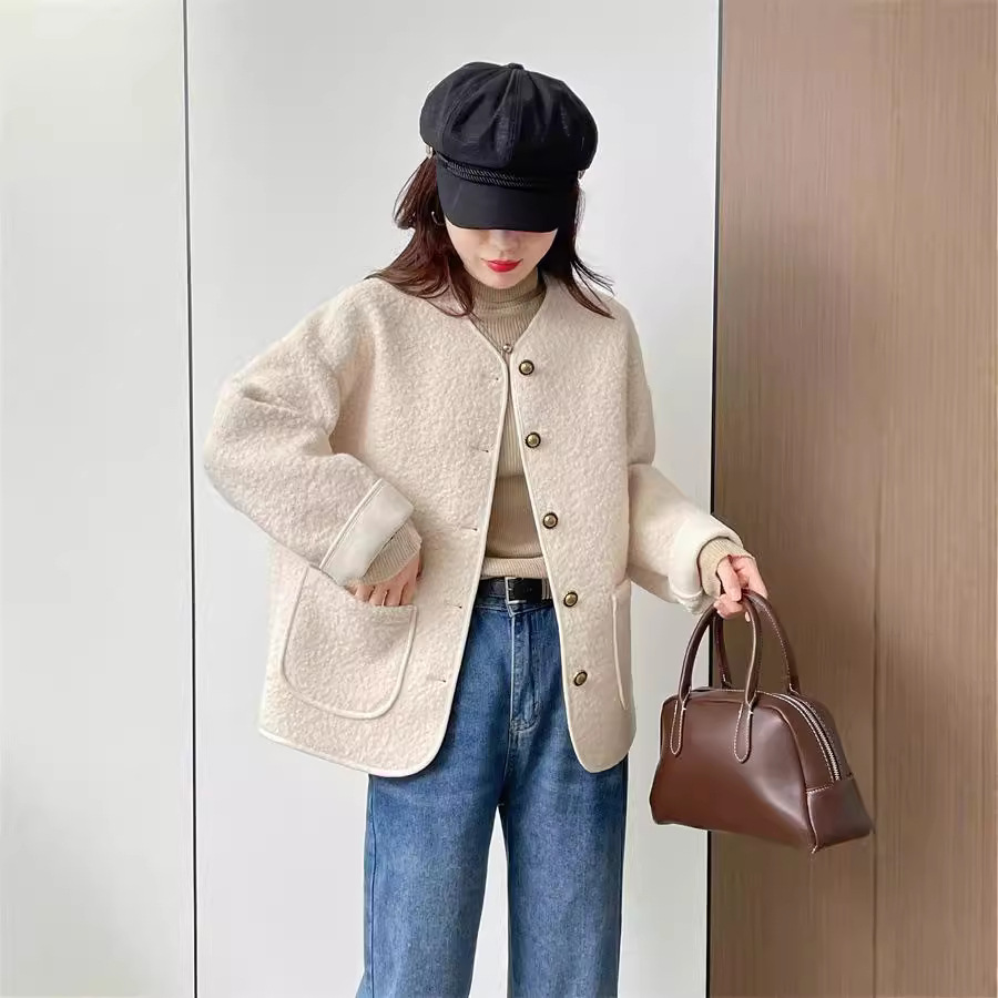 新款时尚洋气百搭女装小香风皮毛一外套女2025年秋冬新款休闲宽松