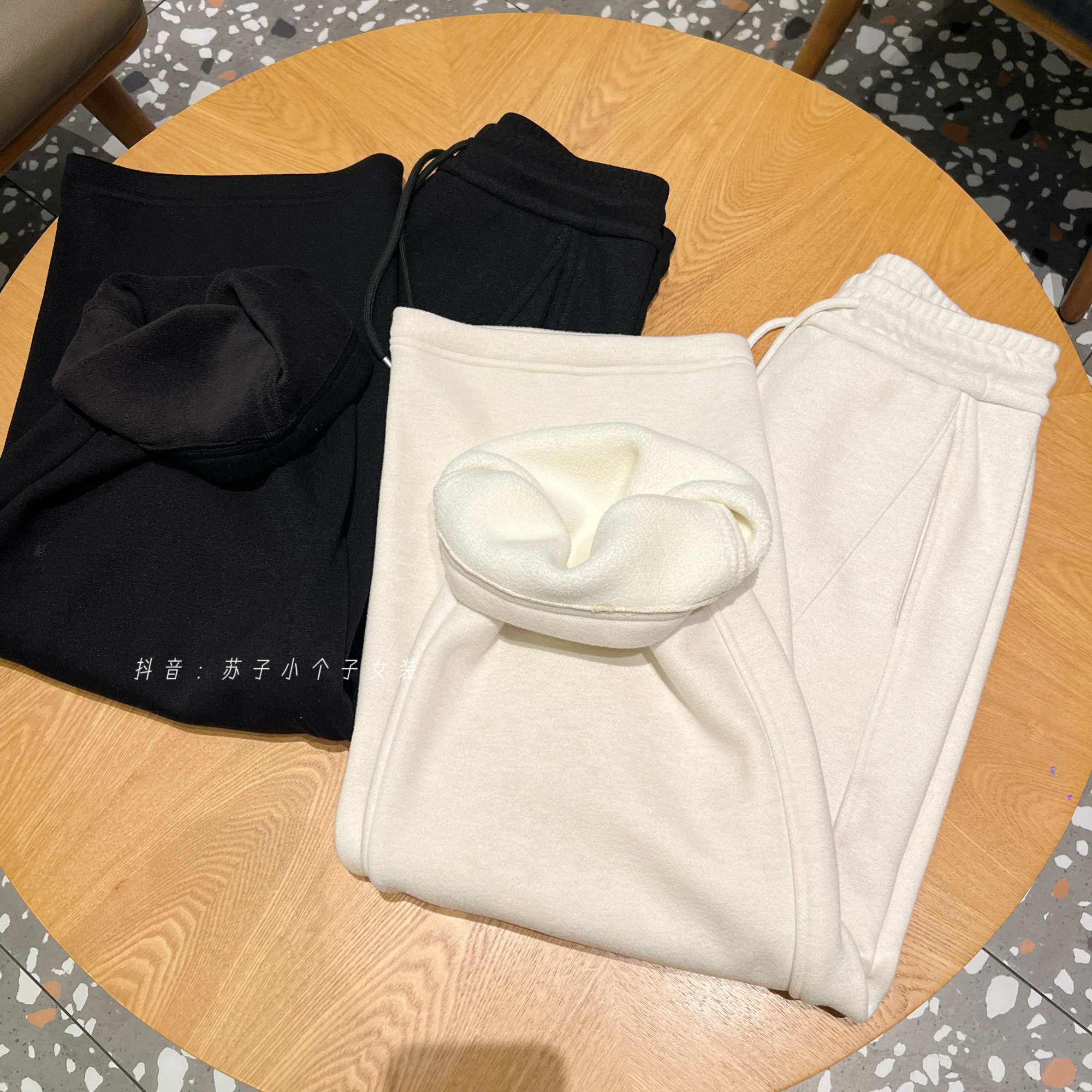 苏子自制【羊毛厚绒弯刀裤】秋冬加绒加厚保暖小个子百搭显瘦卫裤
