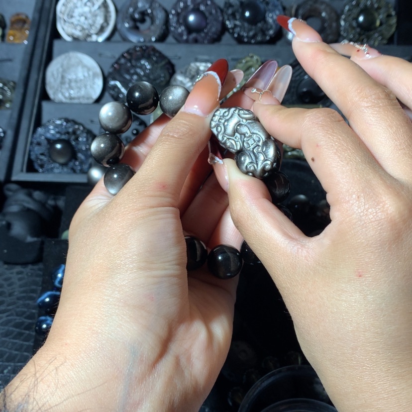 【闪购商品】黑曜岩手链未镶嵌千*鹤