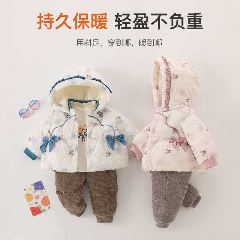 套装冬季宝宝实体店分体加棉加厚三件套女外出服套装女童冬款保暖