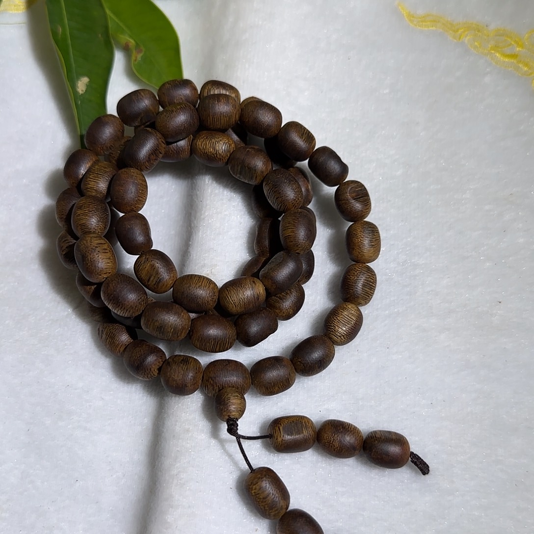 沉香手串张勺子醇化料1.0留疤多圈41克