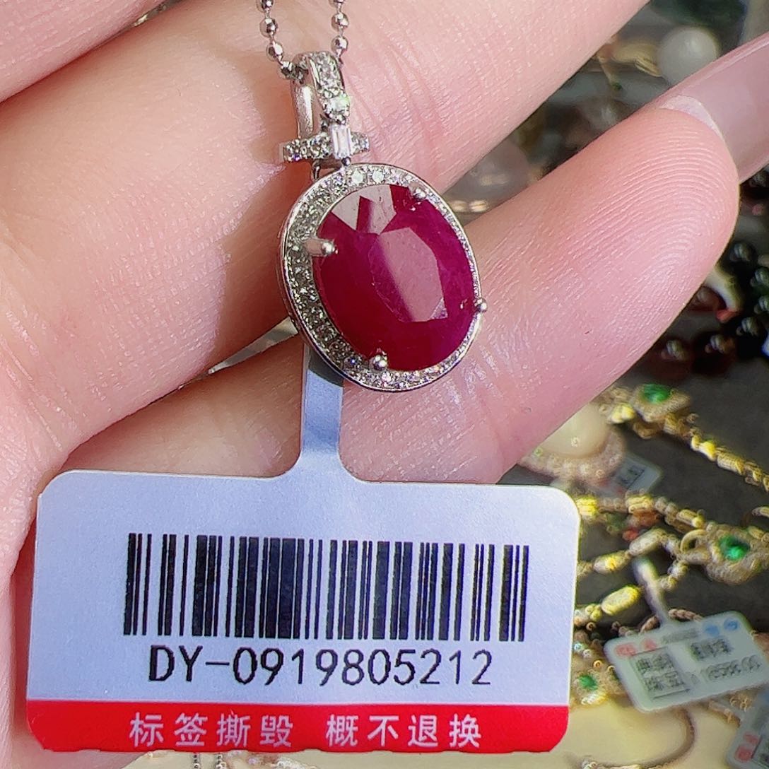 红宝石吊坠银S925镶嵌