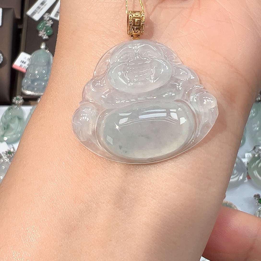 翡翠18K金镶嵌吊坠(不含链)佛公