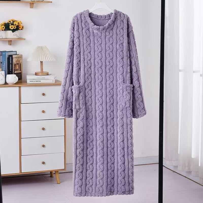 长袖珊瑚绒睡裙全身睡衣长款加厚居家服女男士毛巾可爱秋冬款睡袍