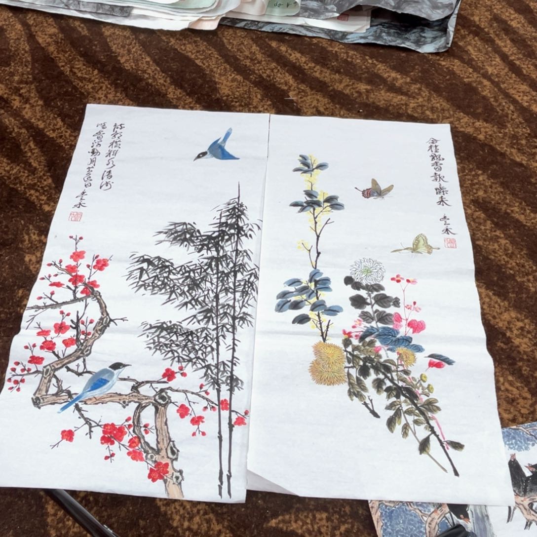 国画姚贵老师四尺四开绘画两张