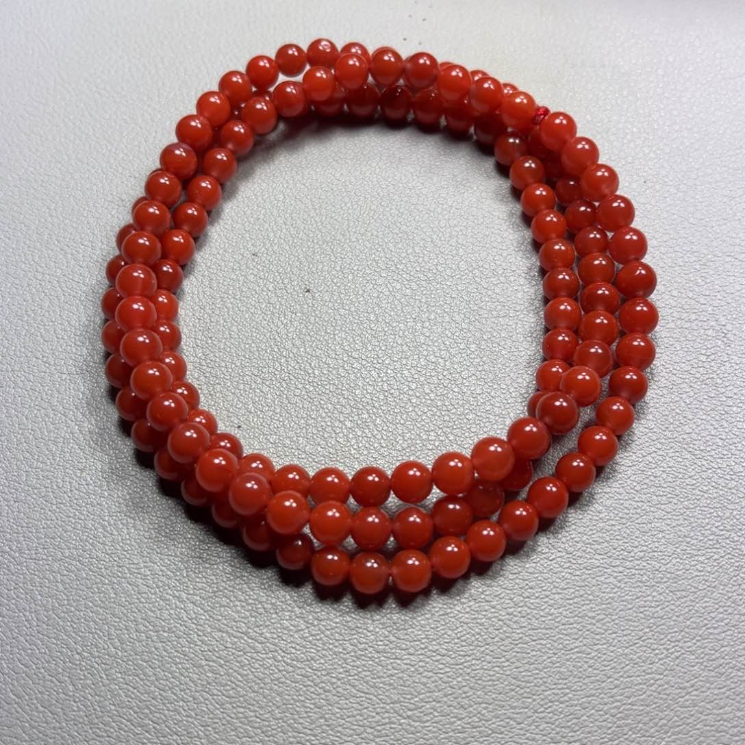 南红玛瑙保山南红锦红链子5mm未镶嵌
