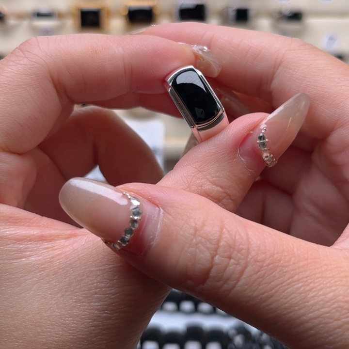 翡翠戒指银S925镶嵌男戒