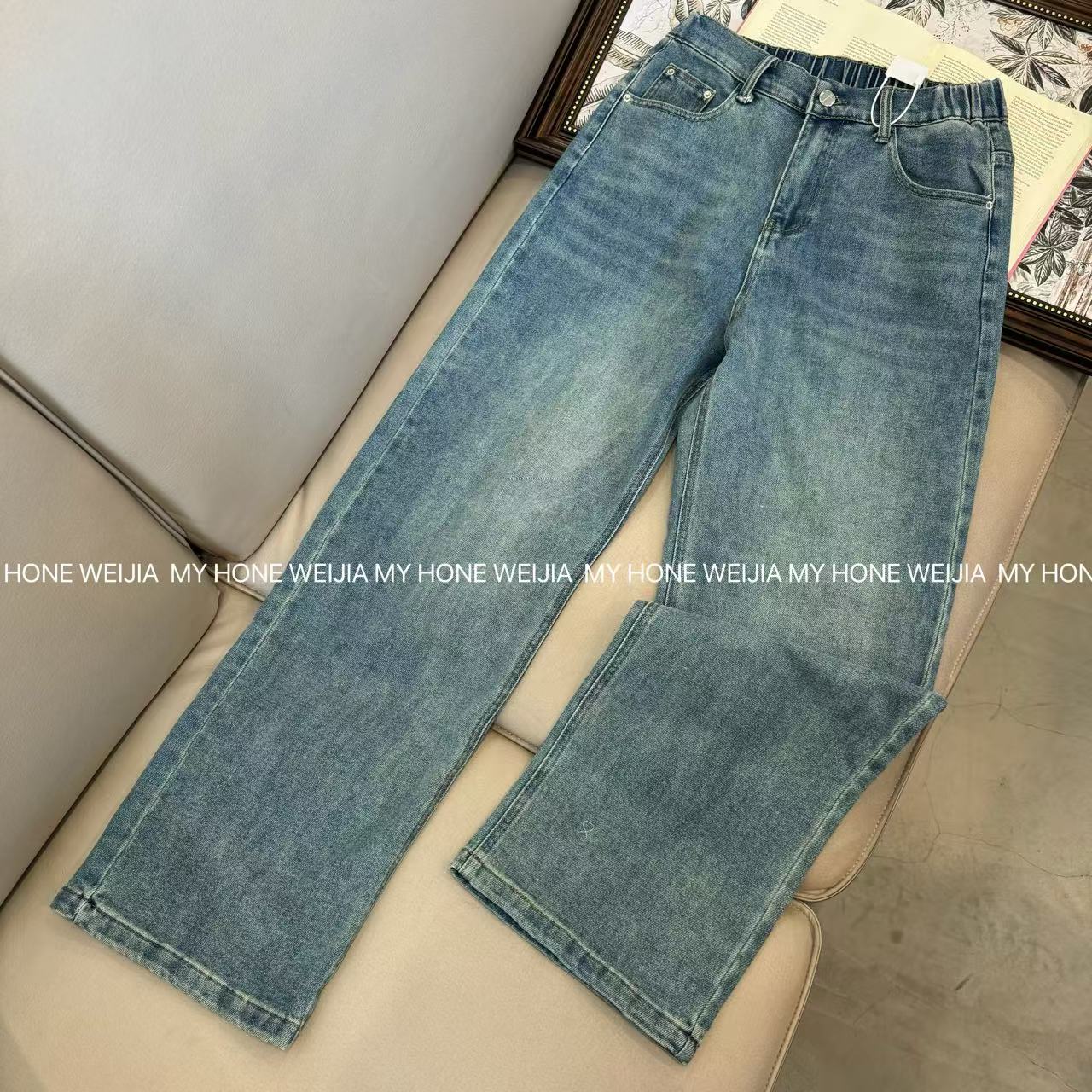 【WJ】春款 玉 55007  复古水洗磨白宽松牛仔裤（3-6）