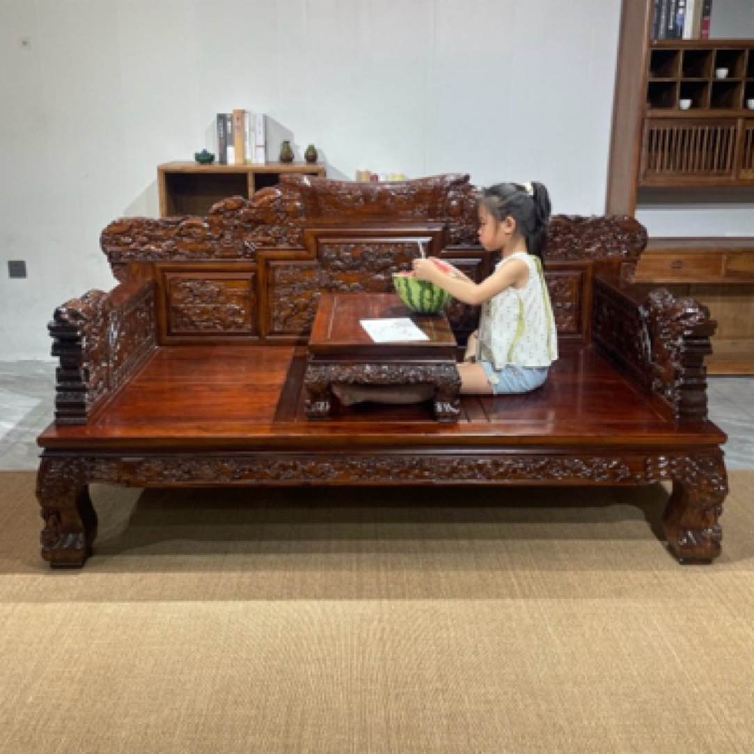 百万雄狮罗汉床实木北方老榆木大款沙发床酒店仿古明清家具罗汉塌