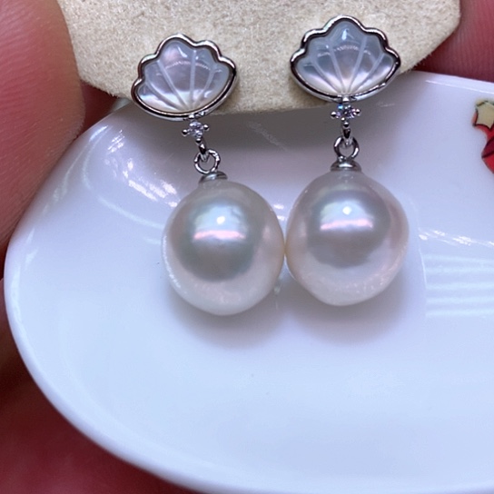 淡水珍珠耳饰银S925镶嵌