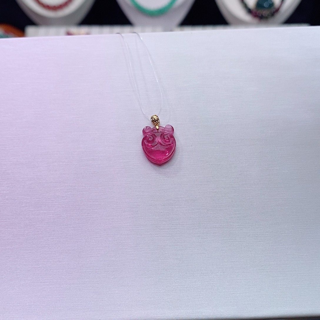 碧玺碧玺m18K金镶嵌吊坠