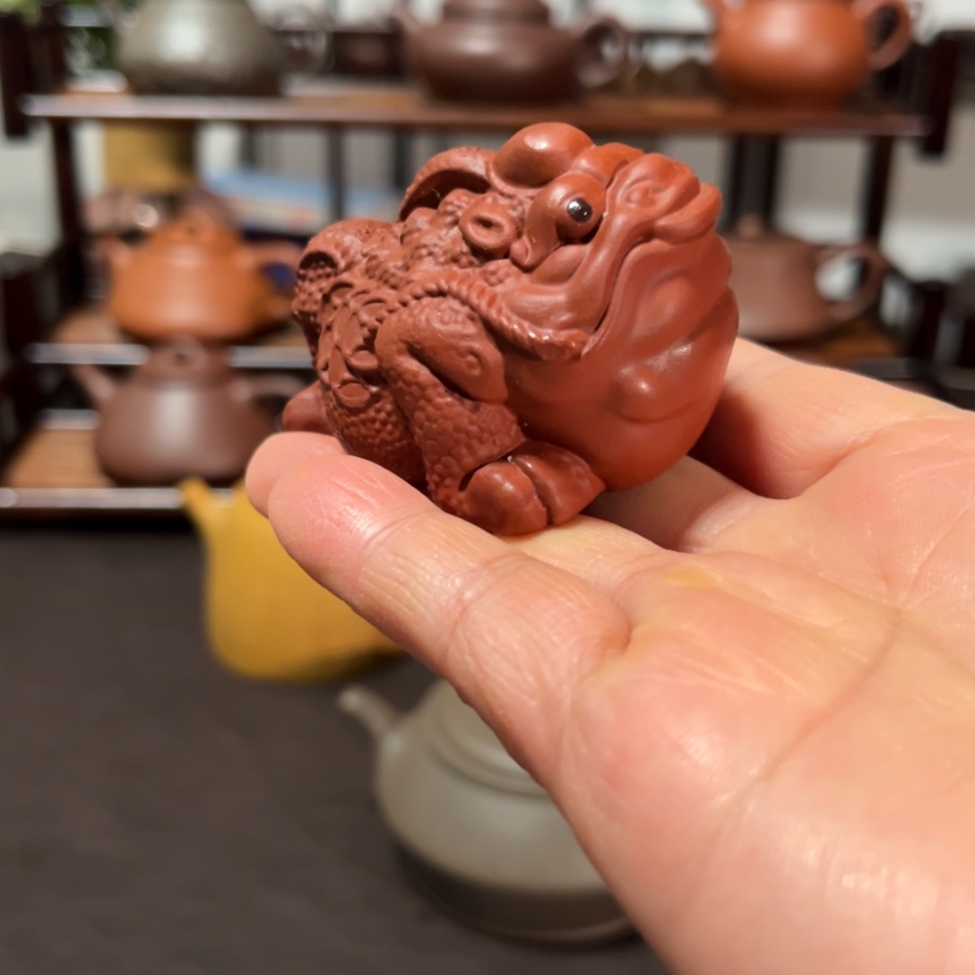 段泥茶壶大红袍三足金蟾