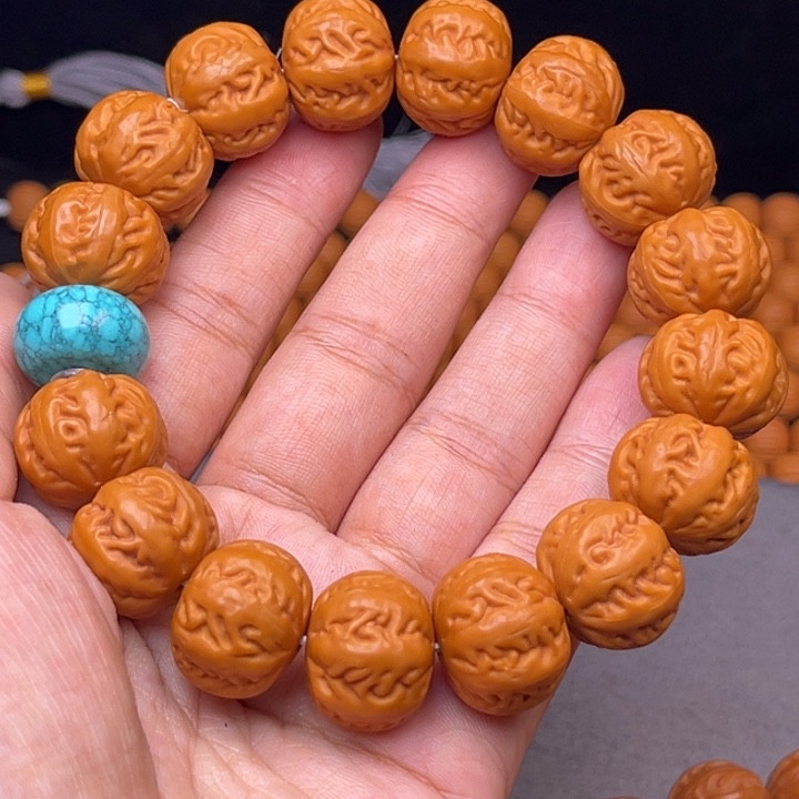 猴头核桃吊坠17麻花串绿