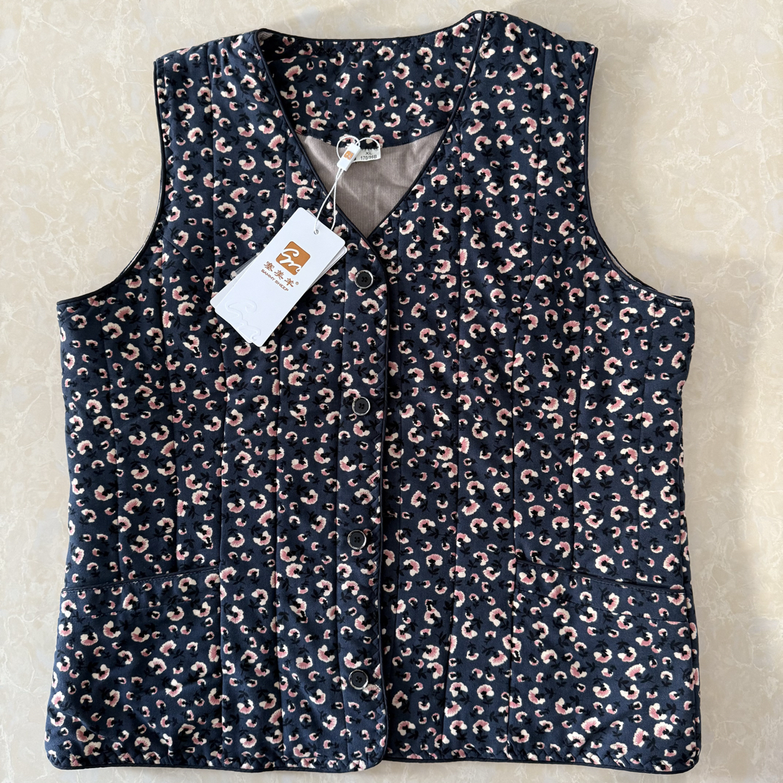 塞美羊女士印花羊毛马甲