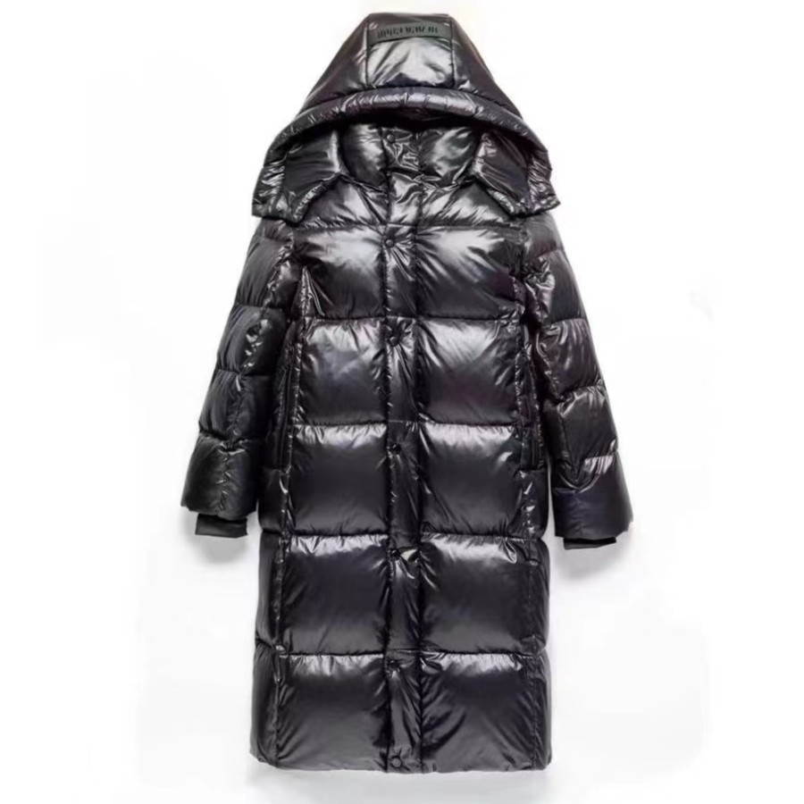 男女款白鸭绒黑钻高档羽绒服冬季长款外套