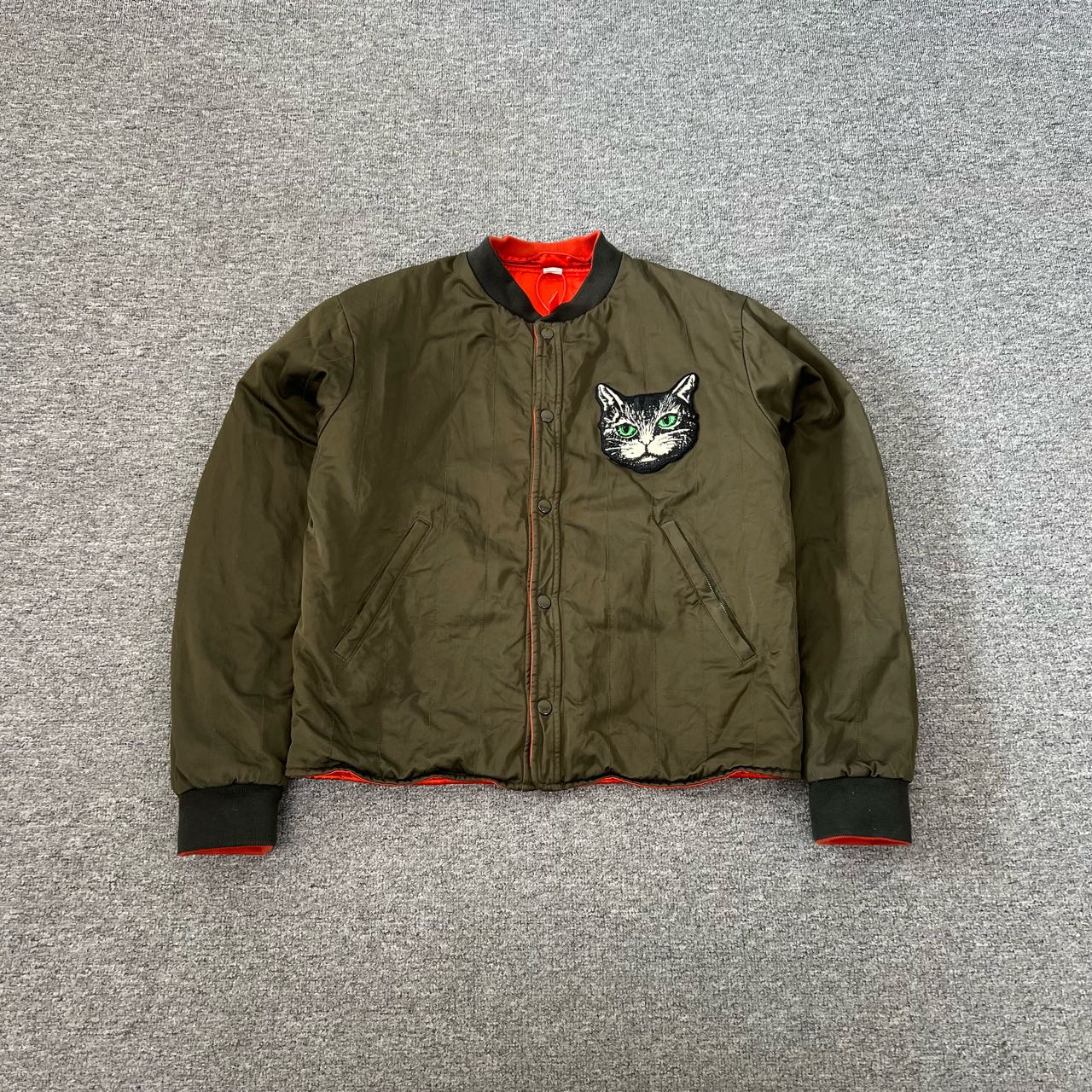 99新 GUCCI/古驰 猫咪刺绣 双面棉服外套 46码 