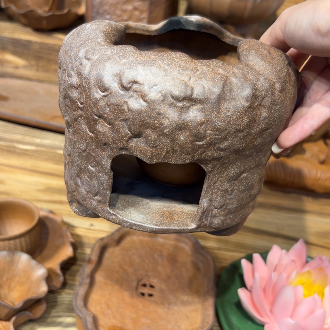 裸烧粗陶老岩泥茶具茶壶